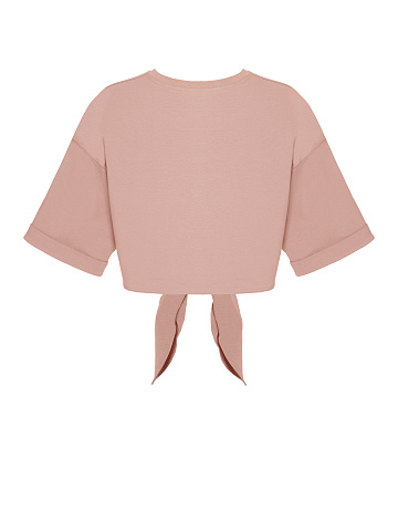 Pink cropped knotted T‑shirt, 2