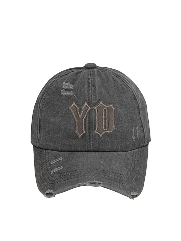 Grey Denim & Suede "YD" Cap, 2