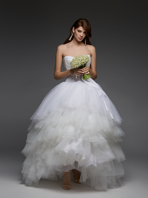 White Corset Tulle & Polka Dot Mesh Dress, 4 White Corset Tulle & Polka Dot Mesh Dress, 4