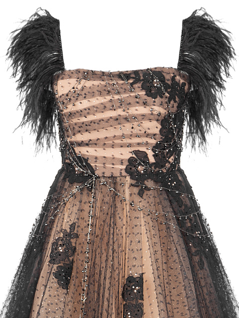 Black & Beige Lace Maxi Dress, 3