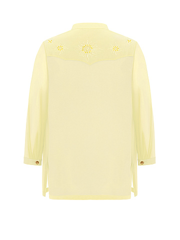 Yellow Embroidered Chiffon Blouse, 2