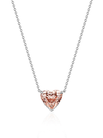 White gold necklace with a pink LG diamond in a heart cut, 1