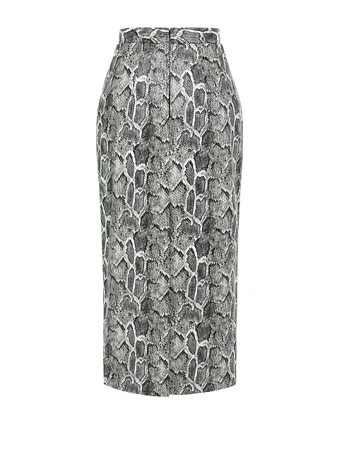 Grey faux leather midi skirt with snakeskin print, 2 Grey faux leather midi skirt with snakeskin print, 2