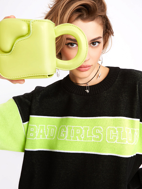 Black & Neon Green Bad Girls Club Sweater, 8 Black & Neon Green Bad Girls Club Sweater, 8