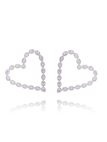 White Gold & Diamond Heart-Shaped Earrings, 1