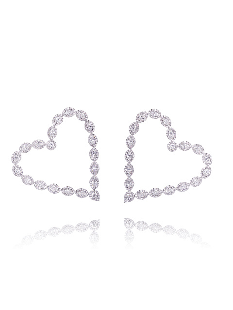 White Gold & Diamond Heart-Shaped Earrings, 1