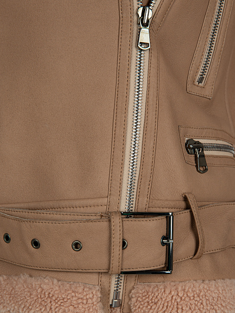 Brown Shearling Biker Jacket, 4 Brown Shearling Biker Jacket, 4