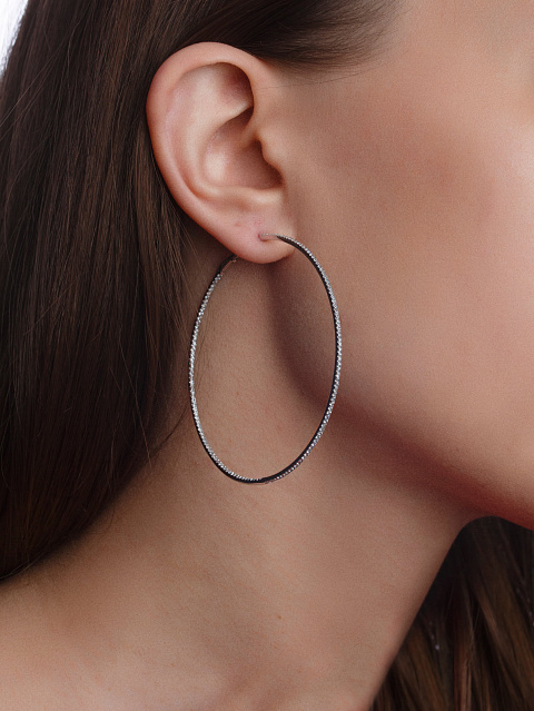 White Gold Diamond Hoop Earrings, 2
