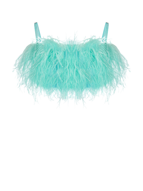 Turquoise Feather Trimmed Bra, 1 Turquoise Feather Trimmed Bra, 1