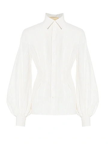 White striped cotton blouse with voluminous sleeves, 1