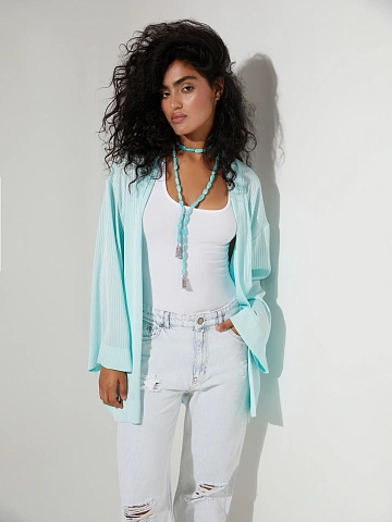 Amazonite, Cubic Zirconia & Silver Tassel Necklace, 2