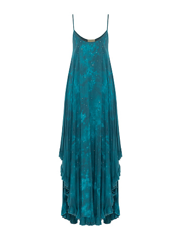 Turquoise Viscose Sundress With Crystals, 1