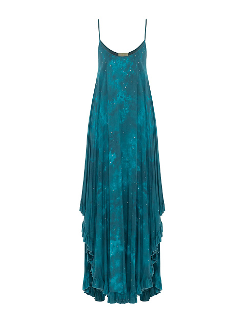 Turquoise Viscose Sundress With Crystals, 1