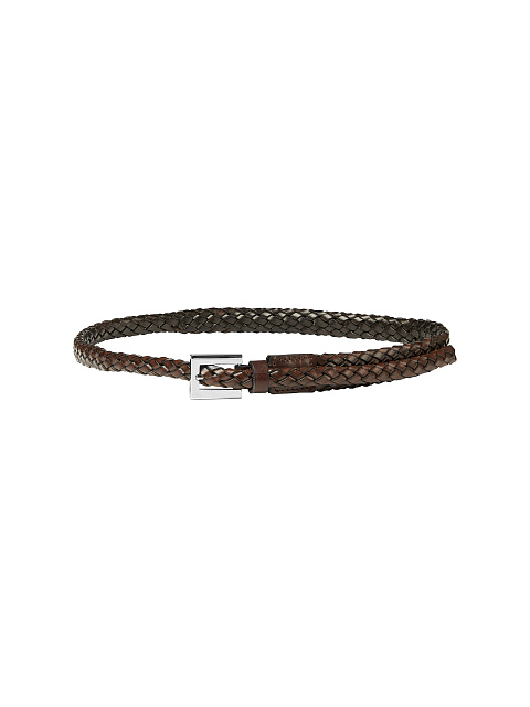 Dark Brown Braided Leather Belt, 1