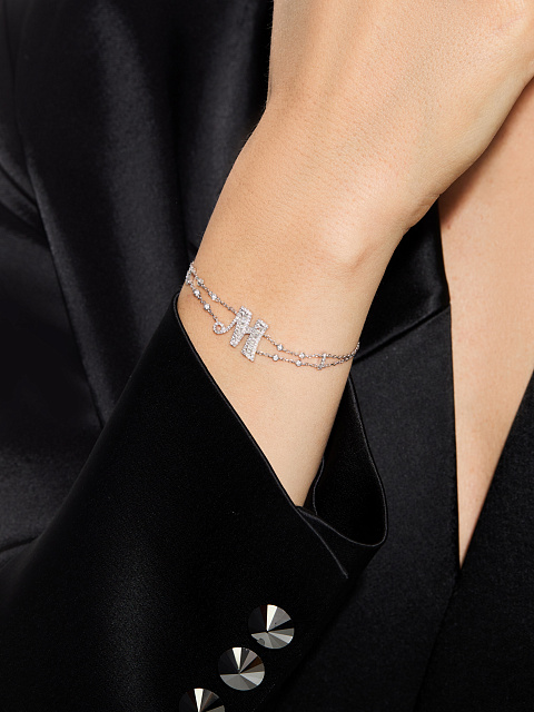 “M” bracelet in white gold with diamonds, 3