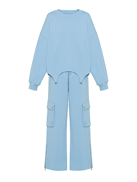 Light Blue Jersey Cargo Pants Suit, 1 Light Blue Jersey Cargo Pants Suit, 1