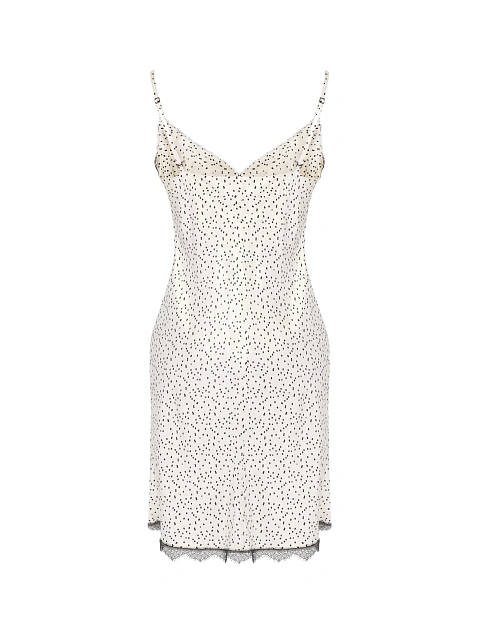 White & Black Lace Trim Polka Dot Mini Dress, 2 White & Black Lace Trim Polka Dot Mini Dress, 2