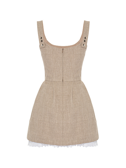 Beige Cotton Mini Dress, 2 Beige Cotton Mini Dress, 2