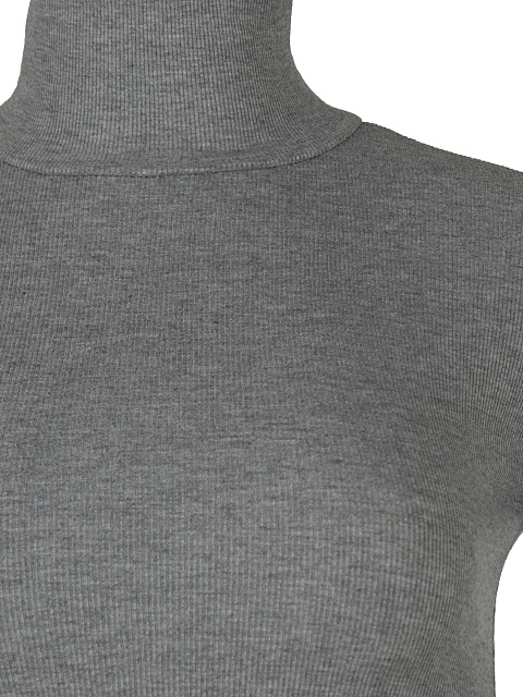 Grey Ribbed Cotton L/S Turtleneck Bodysuit, 3 Grey Ribbed Cotton L/S Turtleneck Bodysuit, 3