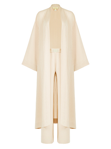 Beige Chiffon Coat & Trousers, 1