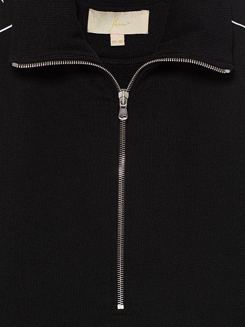 Black tracksuit with cropped sweatshirt and cornflower embroidery, 4 Black tracksuit with cropped sweatshirt and cornflower embroidery, 4