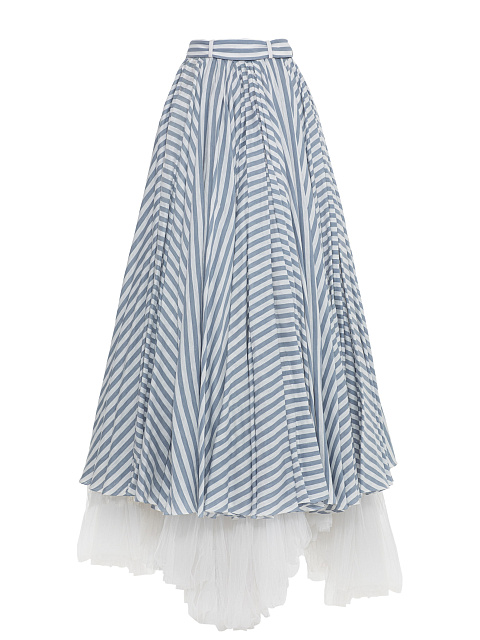White Maxi Skirt With Blue Stripe, 2