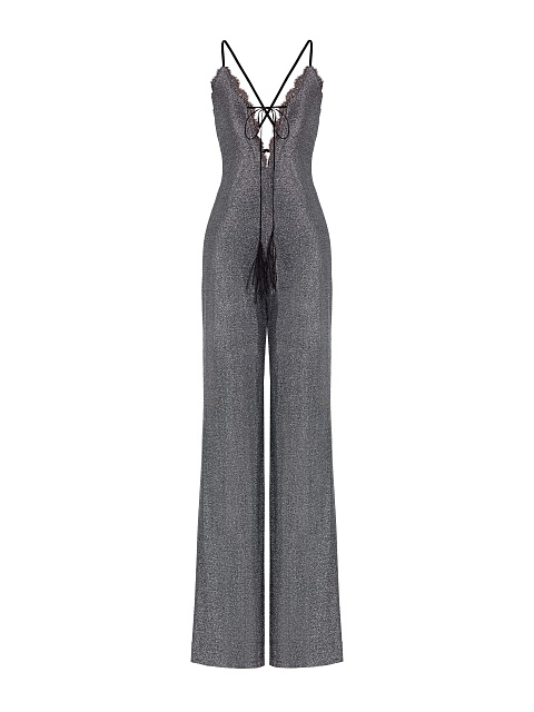 Black knitted jumpsuit with lurex, 1 Black knitted jumpsuit with lurex, 1