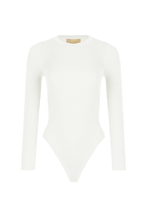 White Ribbed Jersey L/S Round Neck Bodysuit, 1 White Ribbed Jersey L/S Round Neck Bodysuit, 1