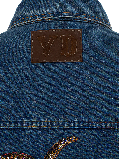 ​​Blue Denim Jacket With Snake Embroidery, 5