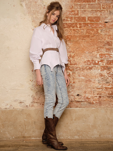 Brown Leather Embroidered Cowboy Boots, 5