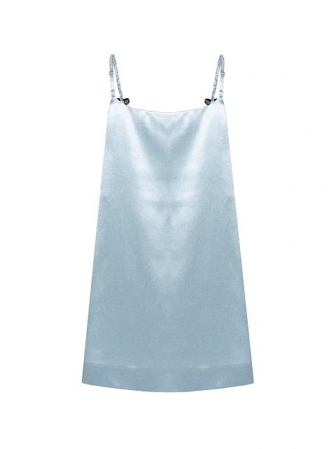 Blue Satin Mini Dress With Rhinestone Bows, 5 Blue Satin Mini Dress With Rhinestone Bows, 5