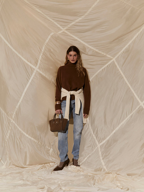 Brown Royal Cashmere Turtleneck Sweater, 5