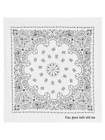 White Cotton Paisley Printed Bandana, 1