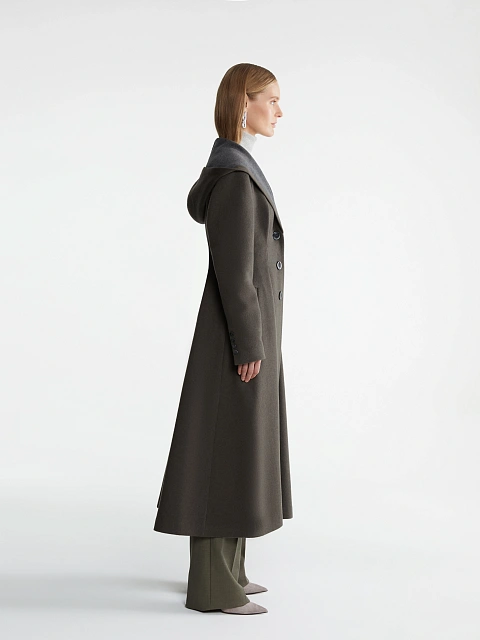 Gray Single Breasted Coat With Hood, 3 Gray Single Breasted Coat With Hood, 3