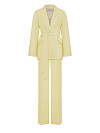 Костюм двойка из желтого твида, однобортный жакет, брюки, пояс на резинке