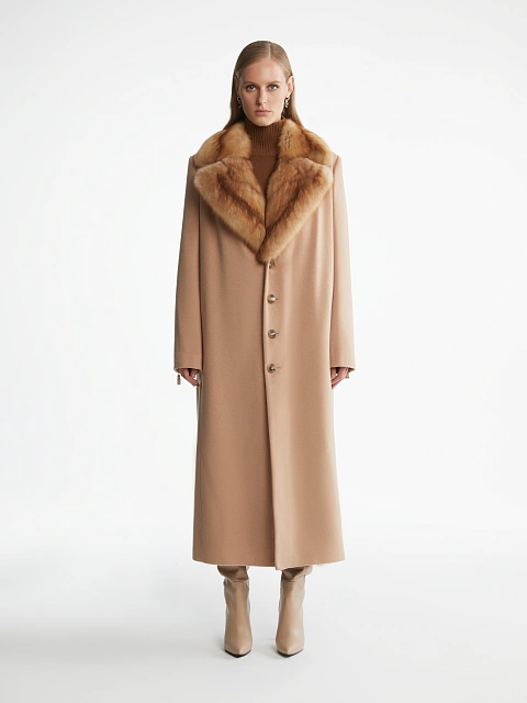 Beige Sable Fur & Cashmere Coat, 1