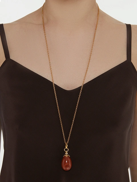 Plated Silver, Jasper & Cubic Zirconia Necklace, 2