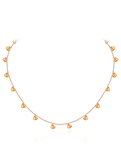 Gold-plated silver necklace with heart-shaped cubic zirconia, 1