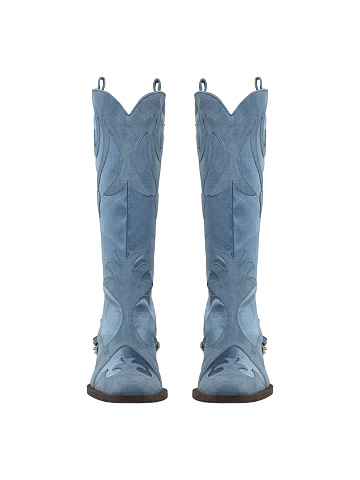 Blue Cossacks Made Of Satin And Suede With Chain, 2