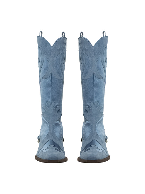 Blue Cossacks Made Of Satin And Suede With Chain, 2