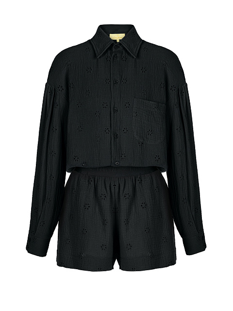 Black Embroidered Muslin Set, 3 Black Embroidered Muslin Set, 3