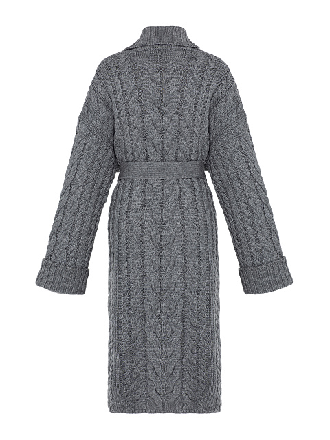 Dark Grey Cashmere & Merino Wool Belted Cardigan, 2 Dark Grey Cashmere & Merino Wool Belted Cardigan, 2