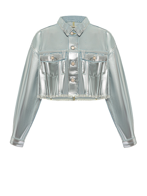 Silver Plated Light Blue Denim Jacket, 1