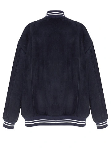 Blue Oversized Shearling Bomber Jacket, 2