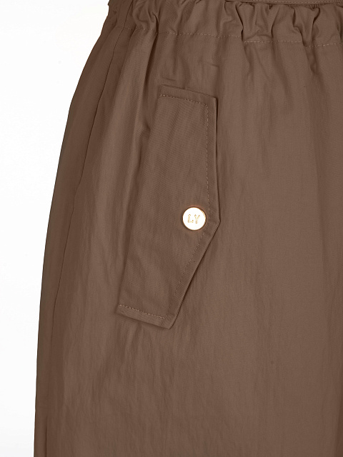 Brown Wide Cotton & Nylon Pants, 4
