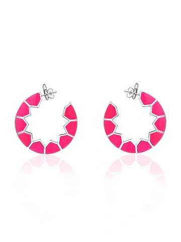Shaped white gold hoops with Tutti Frutti-colored enamel, 1
