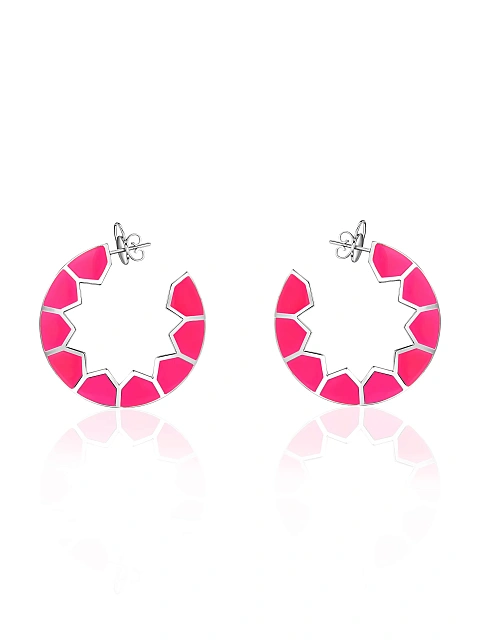 Shaped white gold hoops with Tutti Frutti-colored enamel, 1