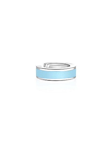 Narrow white gold ear cuff with blue enamel, 1