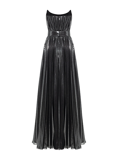 Silver maxi dress made of pleated fabric, 2 Silver maxi dress made of pleated fabric, 2