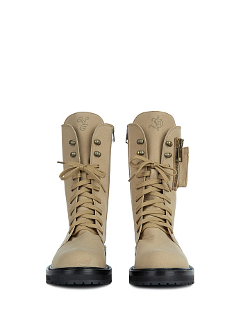 Beige Textile Boots, 2
